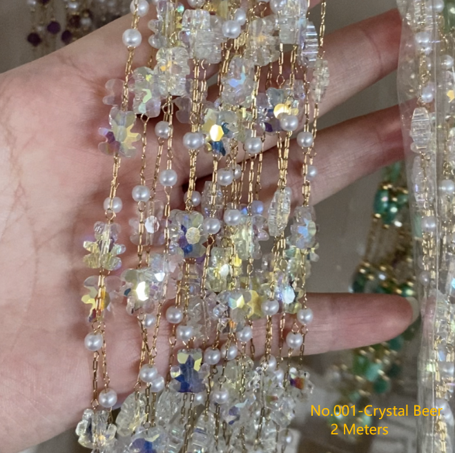 High-quality Crystal Pearls Beads DIY Handmade Chains 2 Meters