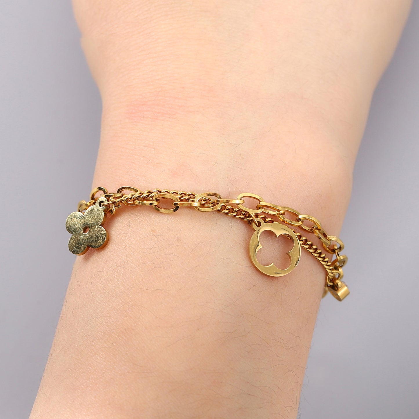 Hollow Four-leaf Double-layer Bracelet