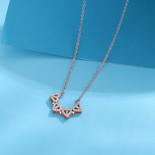 Four-Leaf Heart-Shaped Pendant Necklace