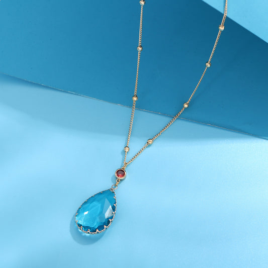 Howl's Moving Castle Blue Crystal Pendant Necklace